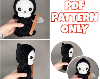 Mini Grim Reaper Crochet Pattern PDF | Cute Horror Amigurumi Plushie | Halloween Crochet Pattern Digital Download ONLY