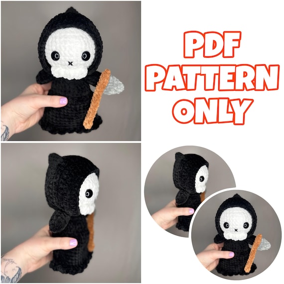 Mini Grim Reaper Crochet Pattern PDF | Cute Horror Amigurumi Plushie | Halloween Crochet Pattern Digital Download ONLY