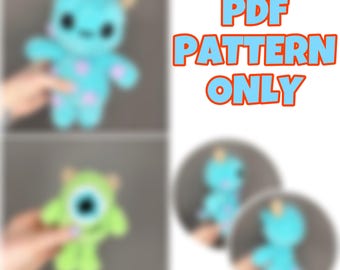 Crochet Blue and Green Monster-Digital Pattern (NOT a physical item) Written in English (US) terminology. *Read description*