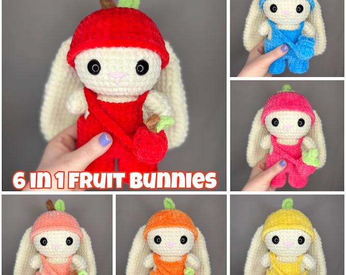 6 in 1 Crochet Fruit Bunnies - Digital Pattern ONLY