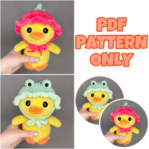 Strawberry & Frog Ducks Crochet Pattern PDF | Cute Amigurumi Plushies with Hats | Crochet Pattern Digital Download ONLY