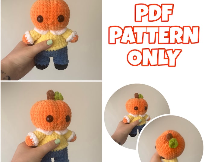 Mini Crochet Pumpkin Head Doll - Digital Pattern ONLY