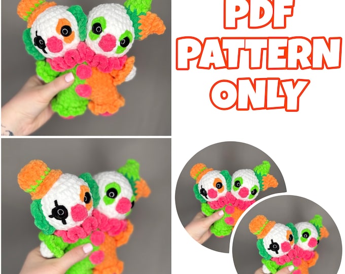 Crochet Two-Headed Jester Clown - Digital Pattern ONLY