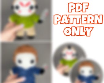 Patrón de ganchillo PDF para el paquete Mini Asesino 2 en 1 / Adorables peluches amigurumi de terror / Patrón de ganchillo de terror para Halloween (solo descarga digital)
