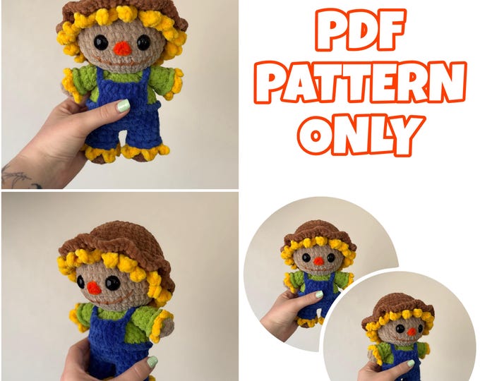 Mini Crochet Low Sew Scarecrow - Digital Pattern ONLY