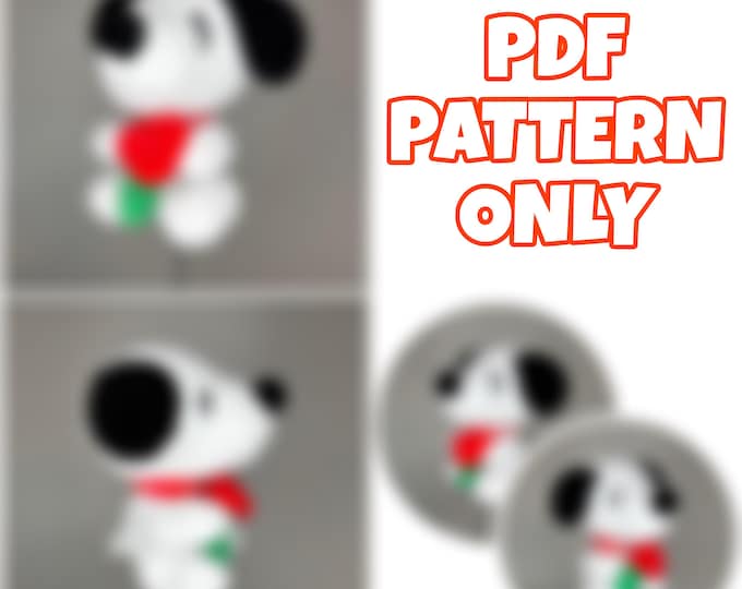 Mini Beagle Puppy Holding Rose - Digital Pattern ONLY