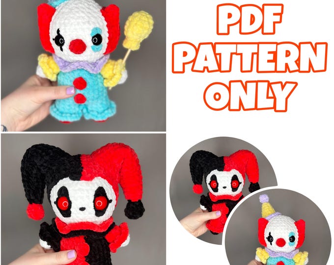 2 in 1 Crochet Mini Clown Bundle - Digital Pattern ONLY