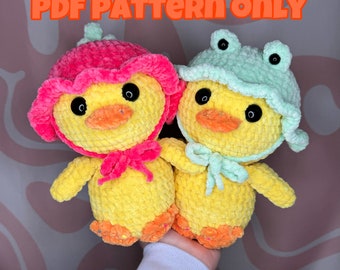 Crochet Strawberry & Frog Ducks-Digital Pattern