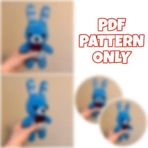 Blue Bunny Crochet Pattern PDF | Cute Amigurumi Bunny Plushie | Horror Crochet Pattern Digital Download ONLY