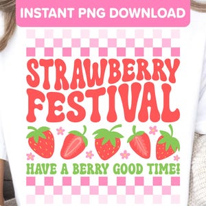 ストロベリー フェスティバル PNG デザイン - かわいい赤のレトロな夏の美的フルーツ ファーム ベリー フェスティバル クラフトとシャツ デザイン昇華転写 PNG