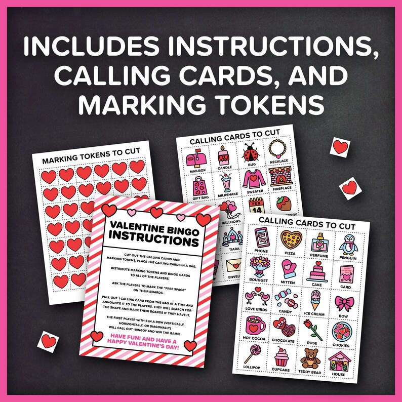 50 Valentine Bingo Cards Printable Valentines Day Bingo Game Digital ...