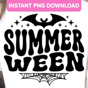 Summerween PNG Design - Funny Goth Spooky Girl Summer June Halloween Witchy Bat Beach Vacation Cruise Sublimation Shirt Design