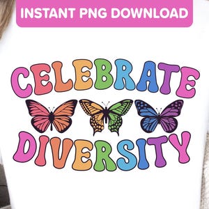Vier diversiteit PNG-ontwerp - Regenboogvlinder Neurodivergent ADHD Autisme Bewustzijn Acceptatie Inclusie LGBT-activisme Sublimatie