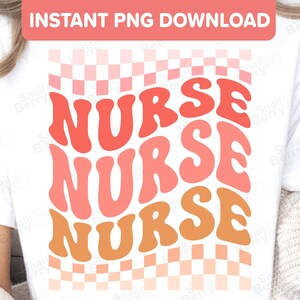 Krankenschwester Orange Pfirsich PNG Design - Coole Groovy Retro Tan Orange Gelb Ästhetische Registered Nurse - Süßes Sommer Checker Nurse Geschenk PNG Design