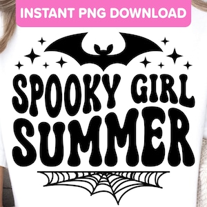 Spooky Girl Summer Summerween PNG Design - Funny Goth Spooky Summer Halloween Witchy Bat Beach Vacation Cruise Sublimation Shirt Design