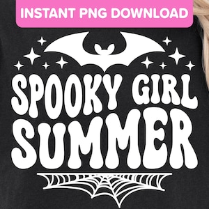 Spooky Girl Summer Summerween PNG Design - Funny Goth Spooky Summer Halloween Witchy Bat Beach Vacation Cruise Sublimation Shirt Design