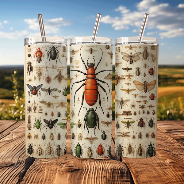 Creepy Alien Bugs, Insect chart #1, 20 oz Skinny Tumbler Sublimation Design, Straight Tapered Tumbler Wrap, Instant PNG Digital Download