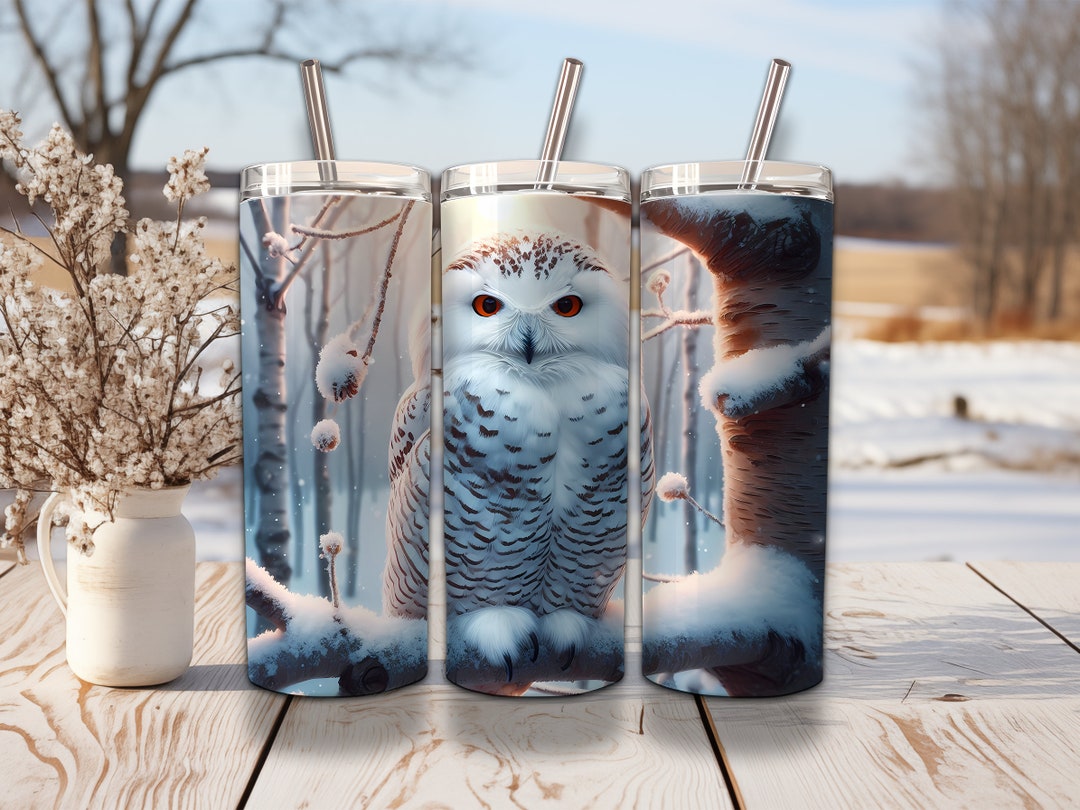 Snowy Owl 20 Oz Skinny Tumbler Sublimation Design Straight and Tapered ...