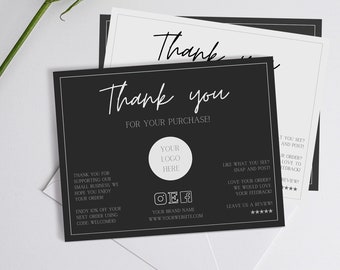 Editable Canva Thank You Card Business Thank You Insert Card Customer Thank You Packaging Card Small Business Customizable Insert Card