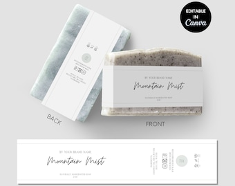 Minimal Soap Label Template Minimalist Soap Bar Label Canva Printable Template Soap Product Label, Customized Business Branding