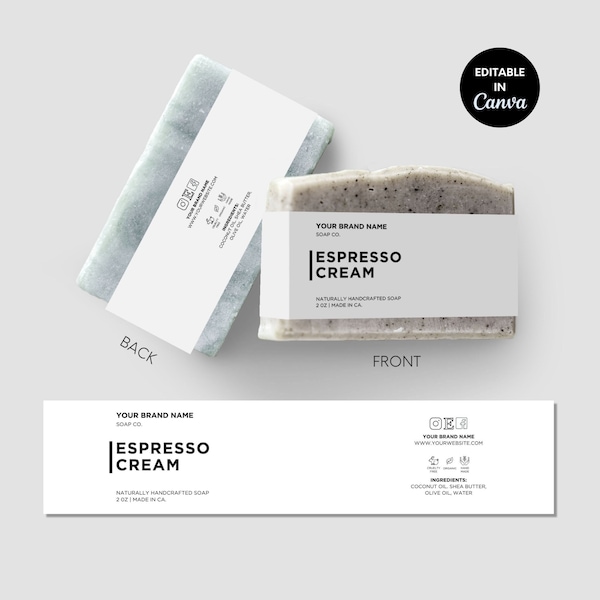 Minimal Soap Label Template Minimalist Soap Bar Label Canva Printable Template Soap Product Label, Customized Business Branding
