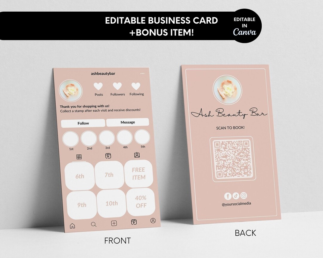 Loyalty Business Card, Editable Loyalty Card Canva Template for Small ...