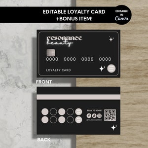 Cartão de fidelidade de cartão de crédito, modelo Canva de cartão de fidelidade editável para pequenas empresas, recompensas para clientes de cartão de crédito, cartão perfurado empresarial - Reso