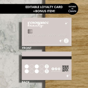 Cartão de fidelidade de cartão de crédito, modelo Canva de cartão de fidelidade editável para pequenas empresas, recompensas para clientes de cartão de crédito, cartão perfurado empresarial - Reso