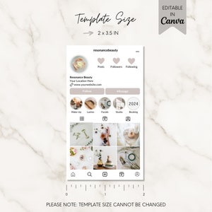 Puede incluir: Una plantilla para una p&aacute;gina de perfil de Instagram con un fondo marr&oacute;n claro. La plantilla incluye una foto de perfil, un nombre de usuario, una biograf&iacute;a, un bot&oacute;n de seguir, un bot&oacute;n de mensaje y una cuadr&iacute;cula de nueve im&aacute;genes. La plantilla tambi&eacute;n incluye una secci&oacute;n para publicaciones, seguidores y seguidos. El texto "2024" es visible en la plantilla.