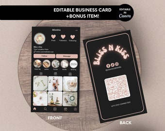 Instagram Business Card, Editable Business Card Template for Business Owners, Retro Canva Business Card,  IG Business Card Canva Template