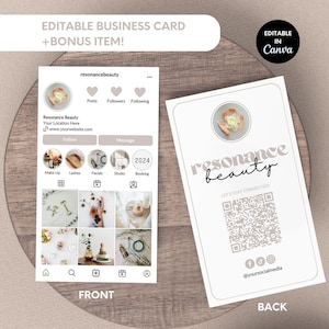 Carte de visite Instagram, modèle de carte de visite modifiable pour les propriétaires d'entreprise, carte de visite rose gold canva, modèle de carte de visite IG - Reso