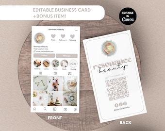 Instagram Business Card, Editable Business Card Template for Business Owners, Rosegold Canva Business Card, IG Business Card Template - Reso