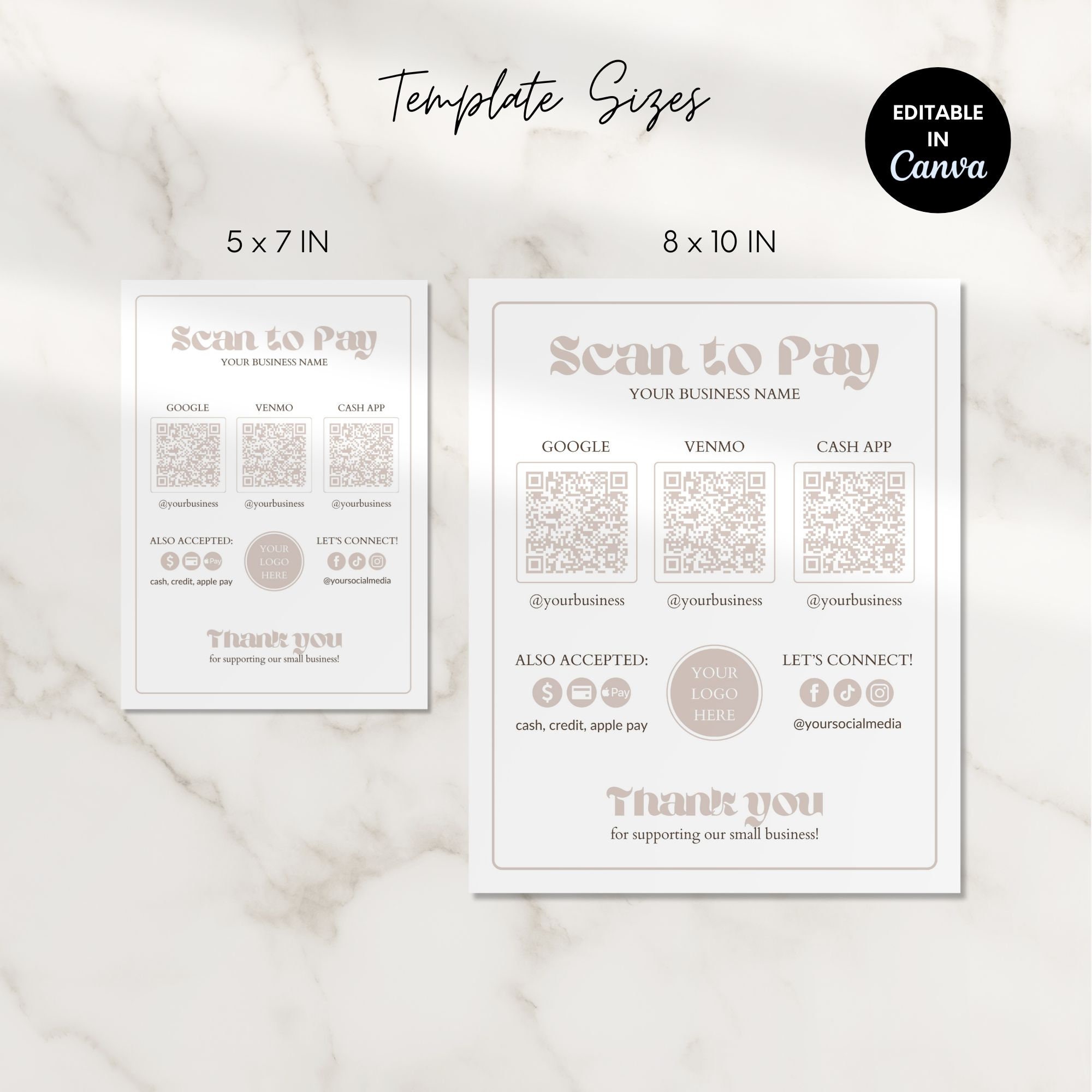 Editable Scan Code Editable Scan to Pay Sign, QR Code Sign Template Canva, Printable ...