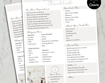 Real Estate Template, Real Estate Moving Checklist, Realtor Moving Guide, Printable Moving To Do List, Moving Planner, Minimalist Business