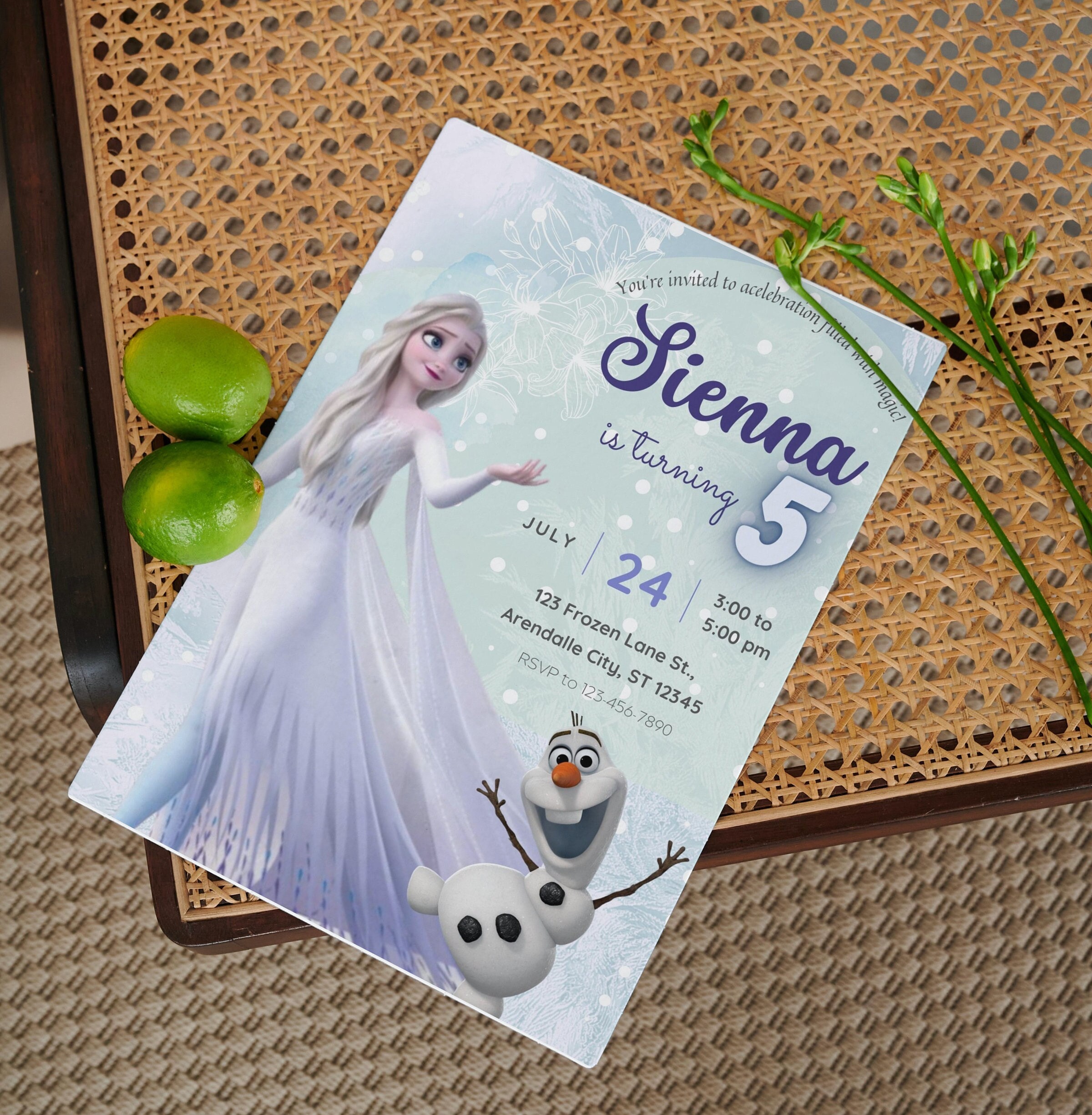Editable Frozen Birthday Invitation Template, Princess Elsa Girl Evite