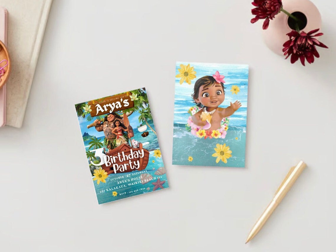 Editable Moana Birthday Invitation Template, Disney Princess Moana, Printable Moana Birthday ...
