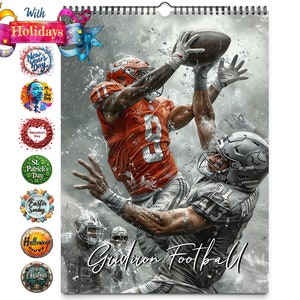 2025 Gridiron Football Wandkalender von Kaleidoskop Artisan – Dynamische Fußball-Aktion mit Feiertagen