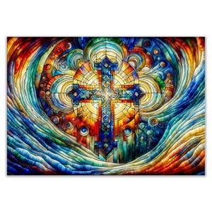 Radiant Cross Canvas Wall Art by Kaleidoscope Artisan – Sacred Light
