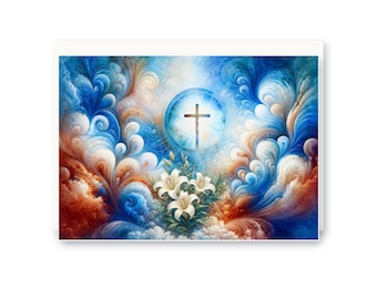 Radiant Cross Easter Greeting Card with Envelopes, 7 x 5 inches - Sentiment or No Text, Packs of 1, 10 or 20