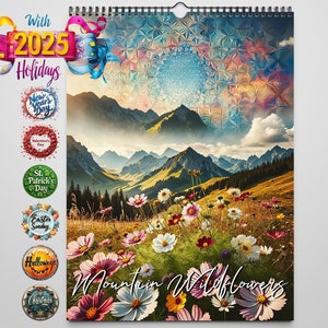 Calendrier mural artisanal Kaléidoscope 2025 - Fleurs sauvages des montagnes