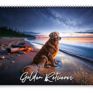 2026 Golden Retriever Wall Calendar by Kaleidoscope Artisan – Joyful Dog Art with Holidays