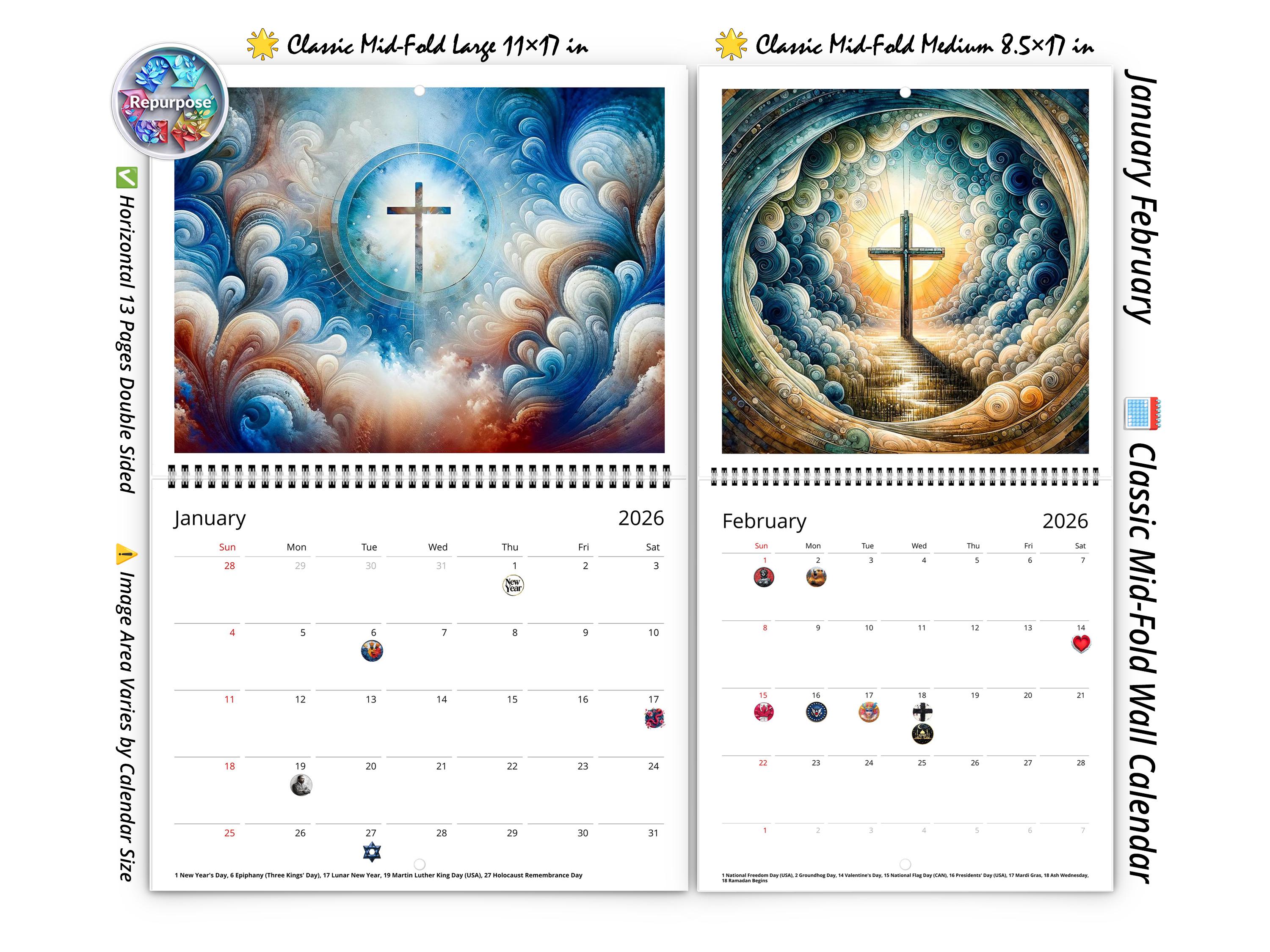 2026 Radiant Cross Wall Calendar by Kaleidoscope Artisan ...