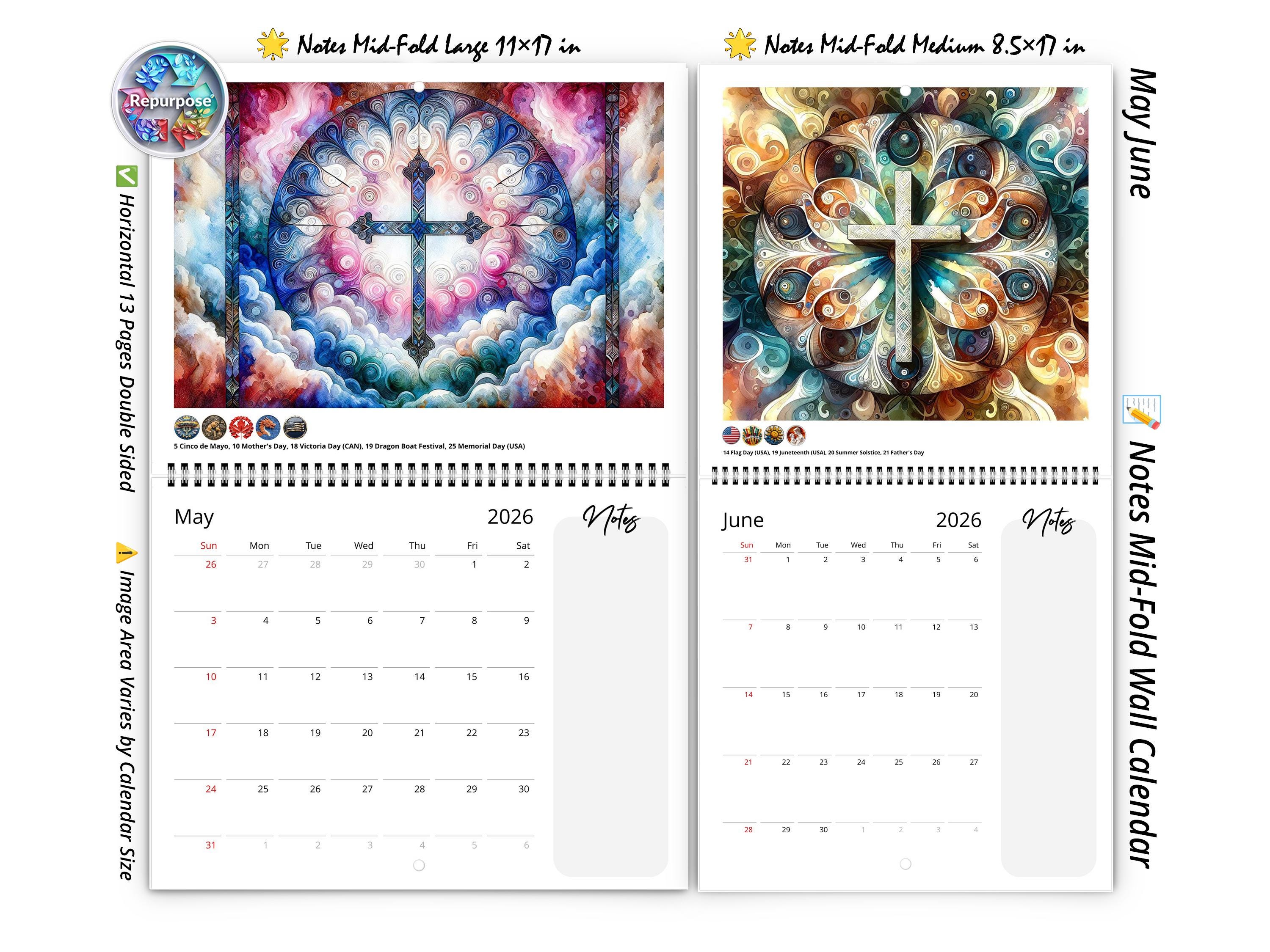 2026 Radiant Cross Wall Calendar by Kaleidoscope Artisan ...