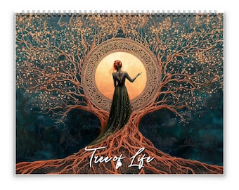 2026 Tree of Life Wall Calendar by Kaleidoscope Artisan – Enchanting Mystical Designs with Holidays