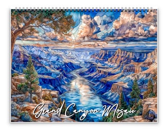 Calendario de pared de mosaico del Gran Cañón 2026 de Kaleidoscope Artisan: vibrantes vistas panorámicas con días festivos