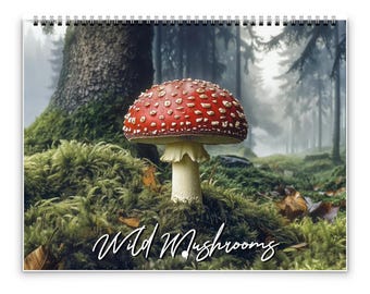 2026 Wild Mushrooms Wall Calendar by Kaleidoscope Artisan – Woodland Wonders with Holidays
