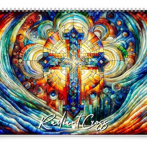2026 Radiant Cross Wall Calendar by Kaleidoscope Artisan – Inspirational Art with Holidays