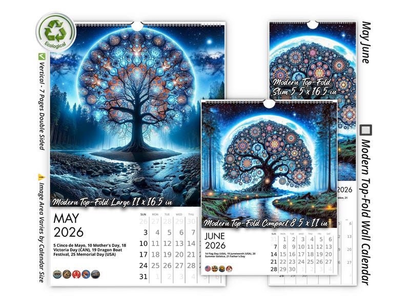 2026 Moonlit Mystique Wall Calendar by Kaleidoscope Artisan ...