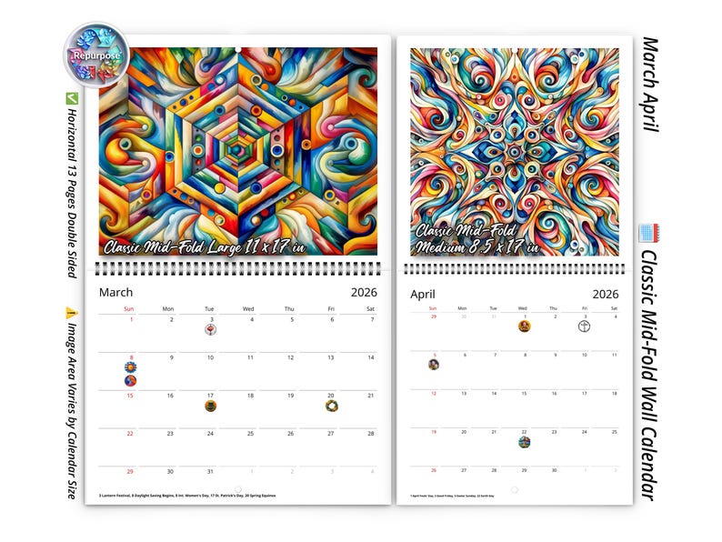 2026 Kaleidoscopic Art Wall Calendar by Kaleidoscope Artisan – Colorful ...