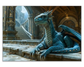 Ancient Guardian Canvas Wall Art by Kaleidoscope Artisan – Dragon of the Forgotten Realm